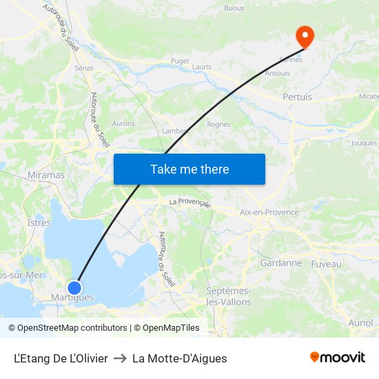 L'Etang De L'Olivier to La Motte-D'Aigues map