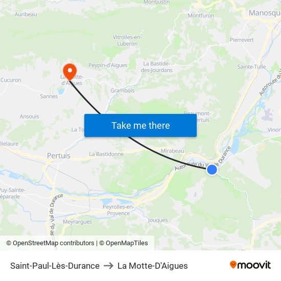 Saint-Paul-Lès-Durance to La Motte-D'Aigues map