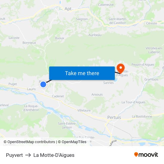 Puyvert to La Motte-D'Aigues map