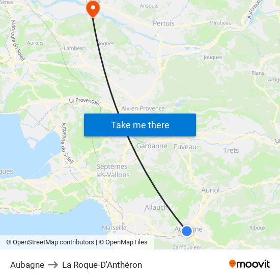 Aubagne to La Roque-D'Anthéron map