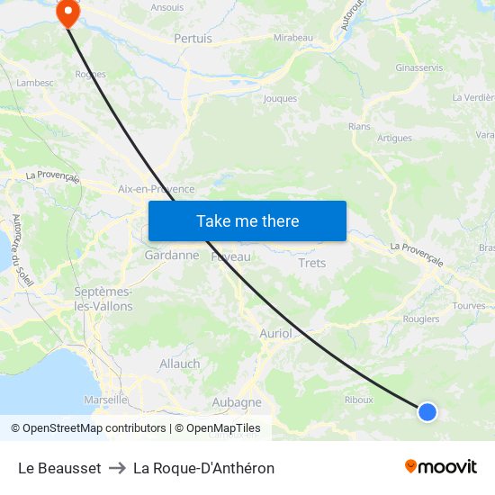 Le Beausset to La Roque-D'Anthéron map