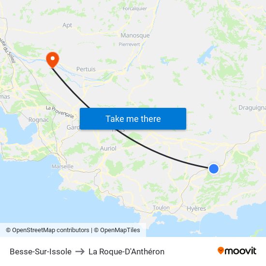 Besse-Sur-Issole to La Roque-D'Anthéron map