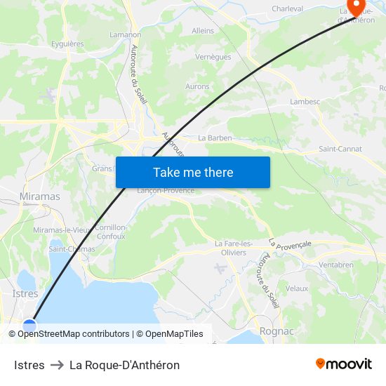 Istres to La Roque-D'Anthéron map