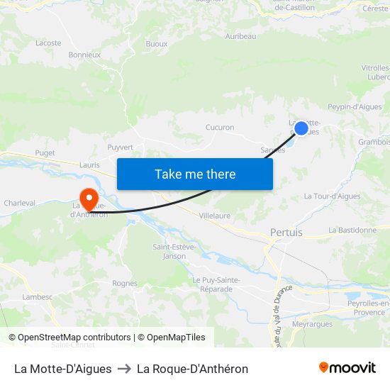 La Motte-D'Aigues to La Roque-D'Anthéron map