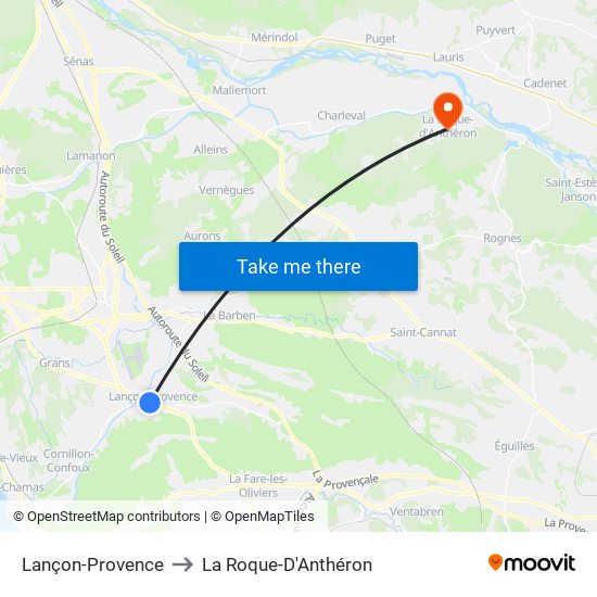 Lançon-Provence to La Roque-D'Anthéron map