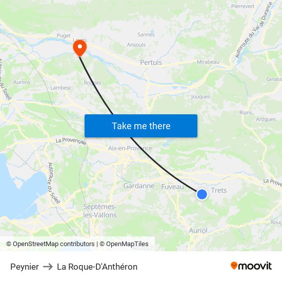 Peynier to La Roque-D'Anthéron map