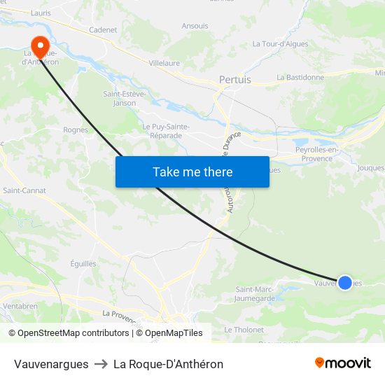 Vauvenargues to La Roque-D'Anthéron map