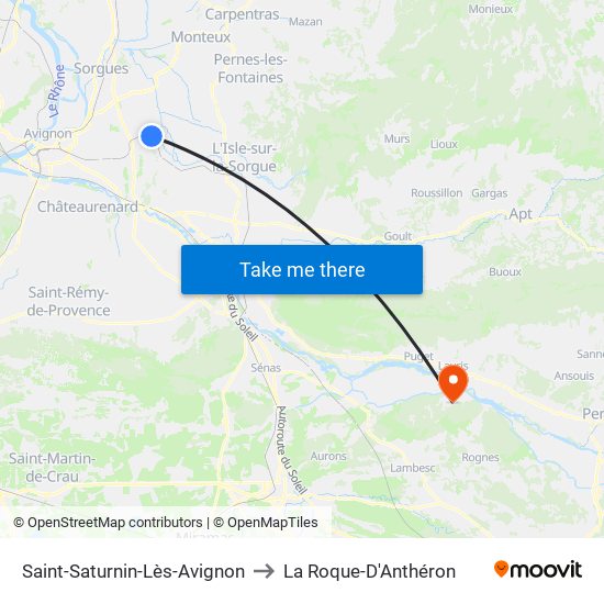 Saint-Saturnin-Lès-Avignon to La Roque-D'Anthéron map