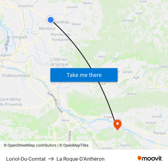 Loriol-Du-Comtat to La Roque-D'Anthéron map