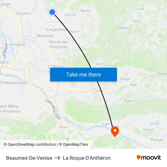 Beaumes-De-Venise to La Roque-D'Anthéron map