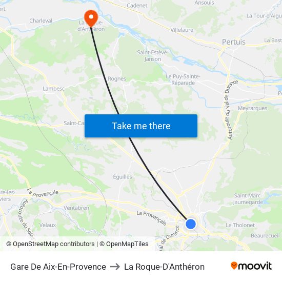Gare De Aix-En-Provence to La Roque-D'Anthéron map