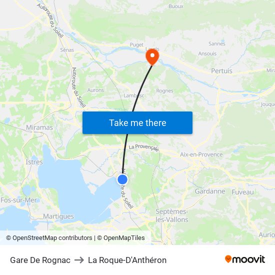 Gare De Rognac to La Roque-D'Anthéron map