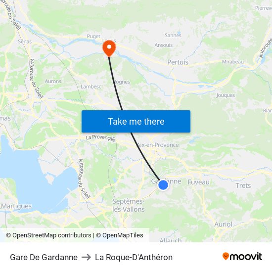 Gare De Gardanne to La Roque-D'Anthéron map