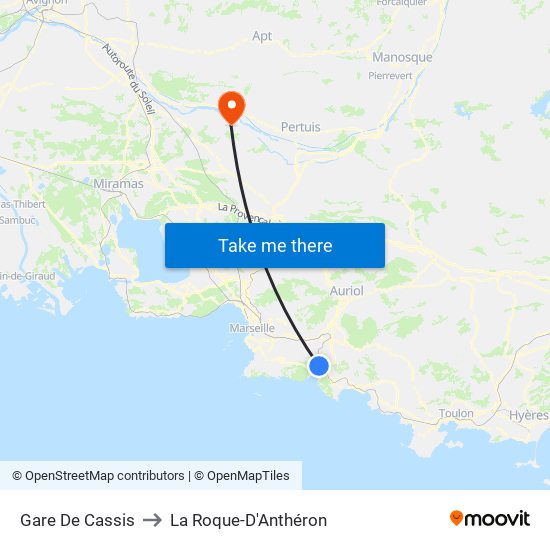 Gare De Cassis to La Roque-D'Anthéron map