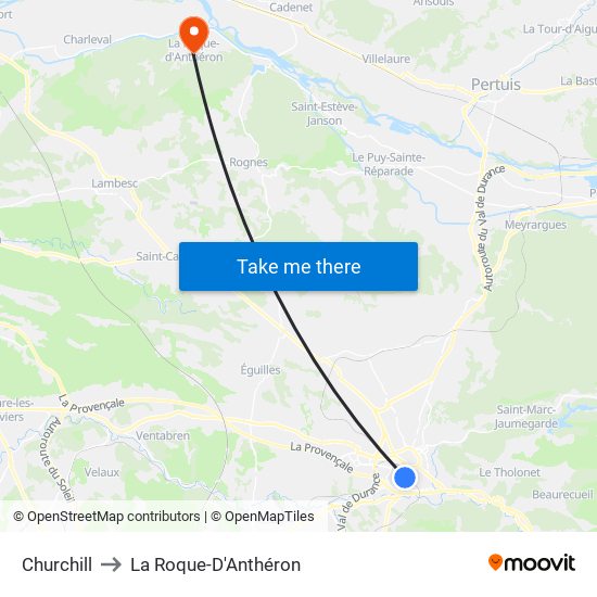 Churchill to La Roque-D'Anthéron map