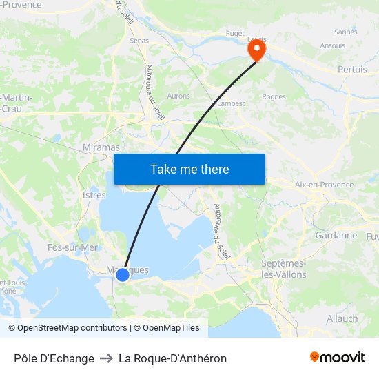 Pôle D'Echange to La Roque-D'Anthéron map