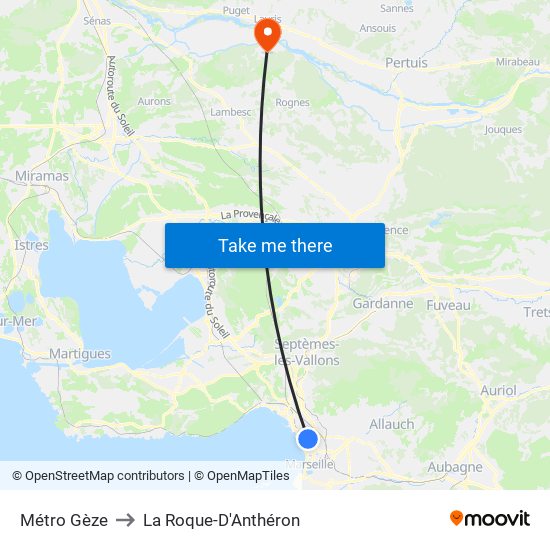 Métro Gèze to La Roque-D'Anthéron map