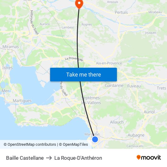 Baille Castellane to La Roque-D'Anthéron map