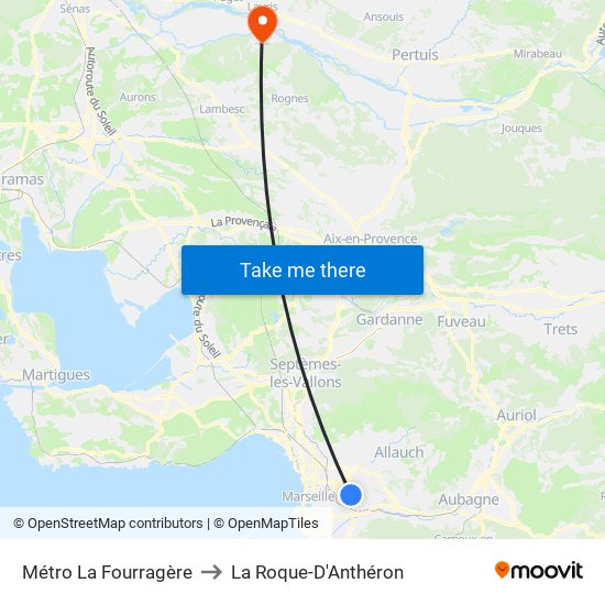 Métro La Fourragère to La Roque-D'Anthéron map