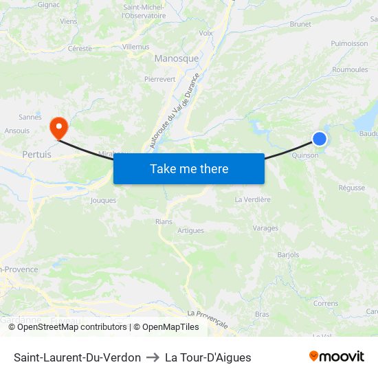 Saint-Laurent-Du-Verdon to La Tour-D'Aigues map
