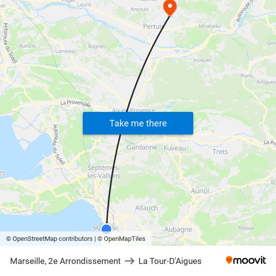 Marseille, 2e Arrondissement to La Tour-D'Aigues map