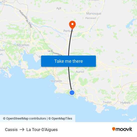 Cassis to La Tour-D'Aigues map