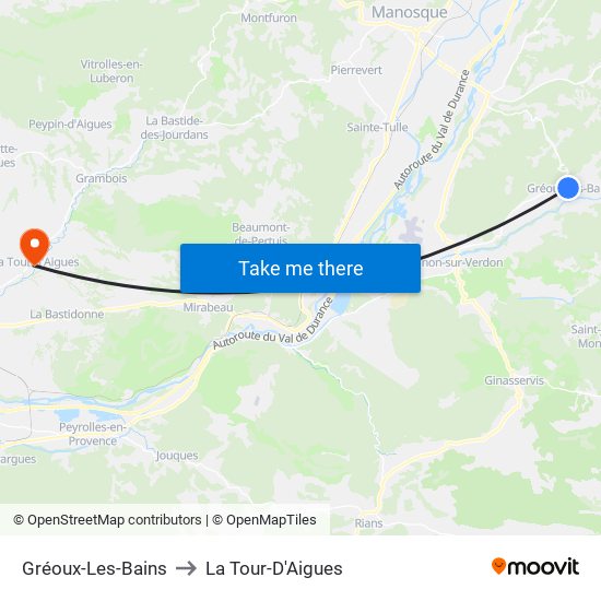 Gréoux-Les-Bains to La Tour-D'Aigues map