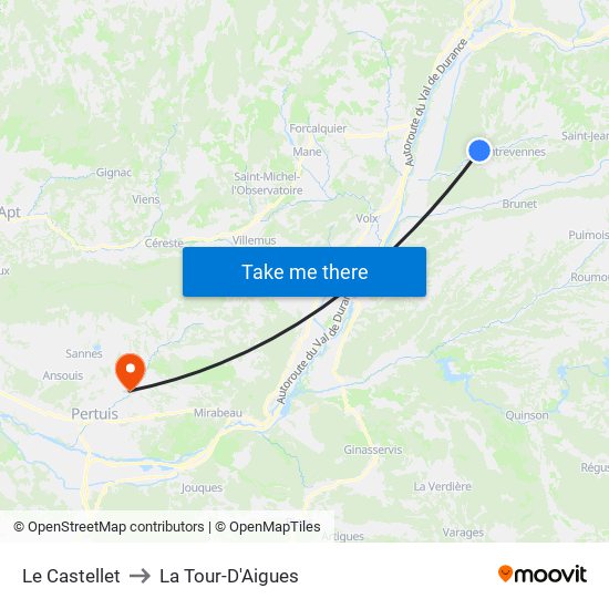 Le Castellet to La Tour-D'Aigues map