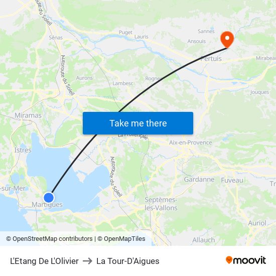 L'Etang De L'Olivier to La Tour-D'Aigues map