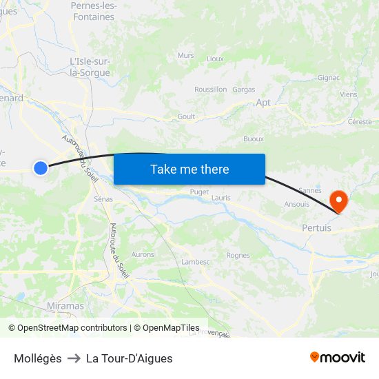 Mollégès to La Tour-D'Aigues map