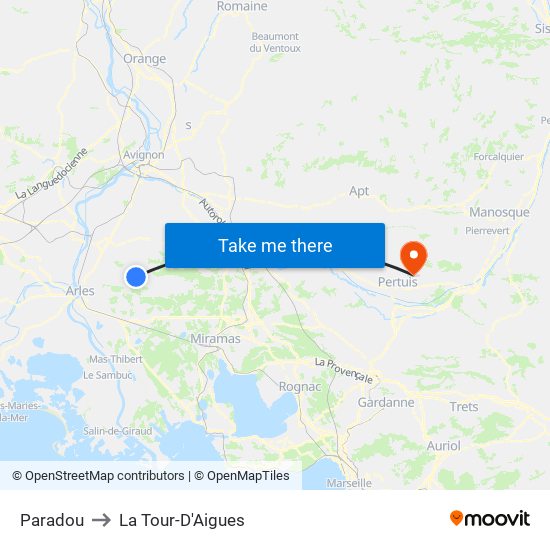 Paradou to La Tour-D'Aigues map