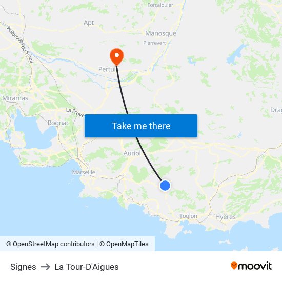 Signes to La Tour-D'Aigues map