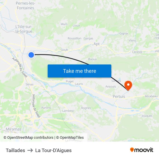 Taillades to La Tour-D'Aigues map