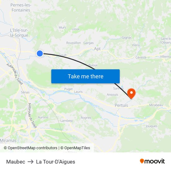Maubec to La Tour-D'Aigues map