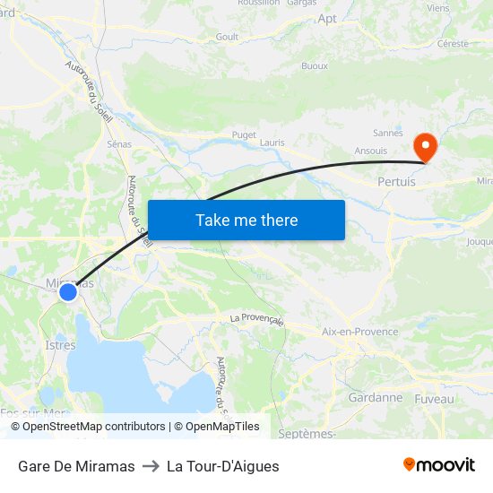 Gare De Miramas to La Tour-D'Aigues map