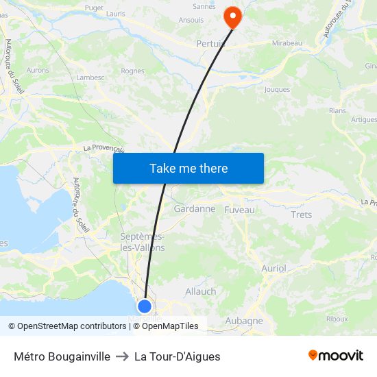Métro Bougainville to La Tour-D'Aigues map