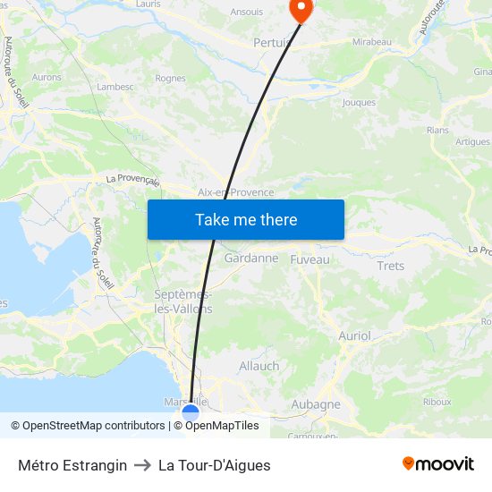 Métro Estrangin to La Tour-D'Aigues map