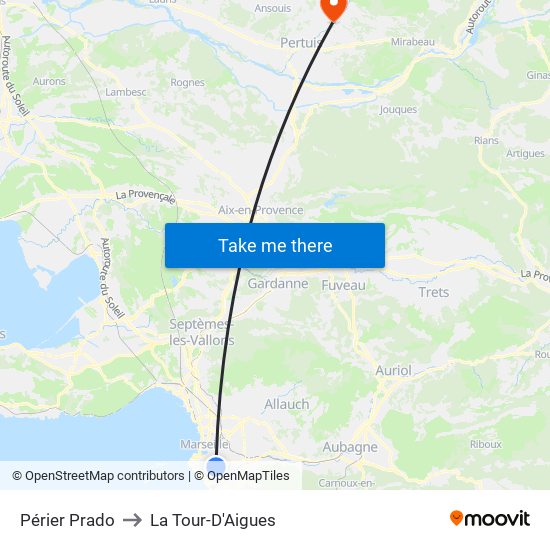 Périer Prado to La Tour-D'Aigues map