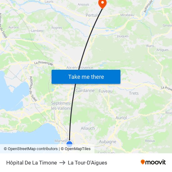 Hôpital De La Timone to La Tour-D'Aigues map