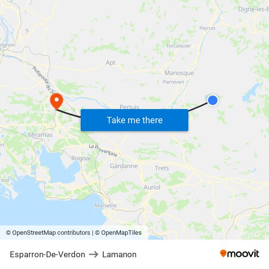 Esparron-De-Verdon to Lamanon map