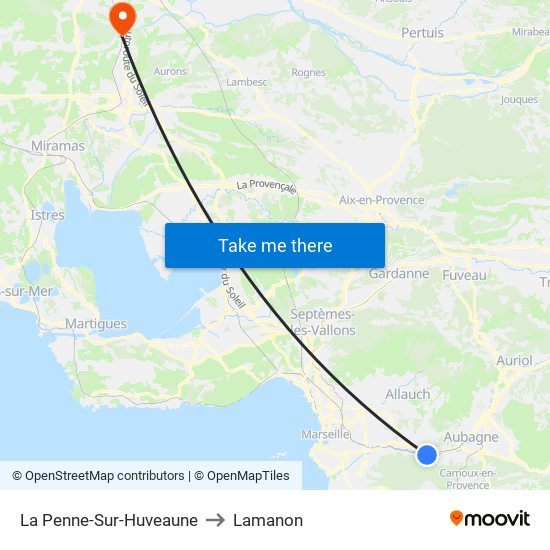 La Penne-Sur-Huveaune to Lamanon map