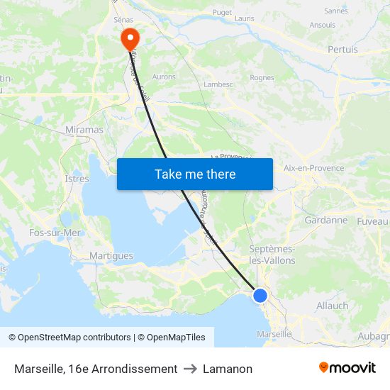 Marseille, 16e Arrondissement to Lamanon map
