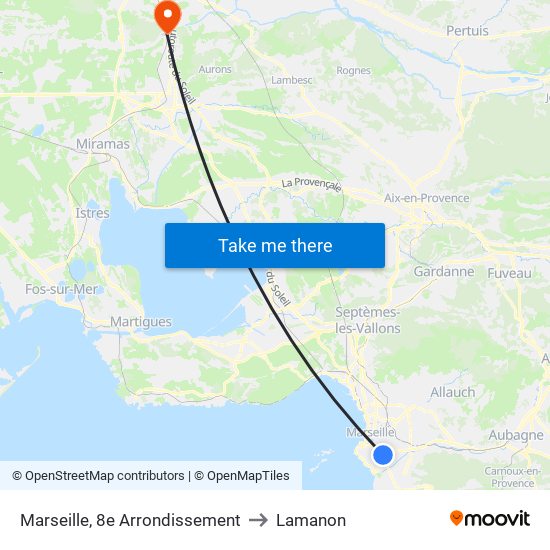 Marseille, 8e Arrondissement to Lamanon map
