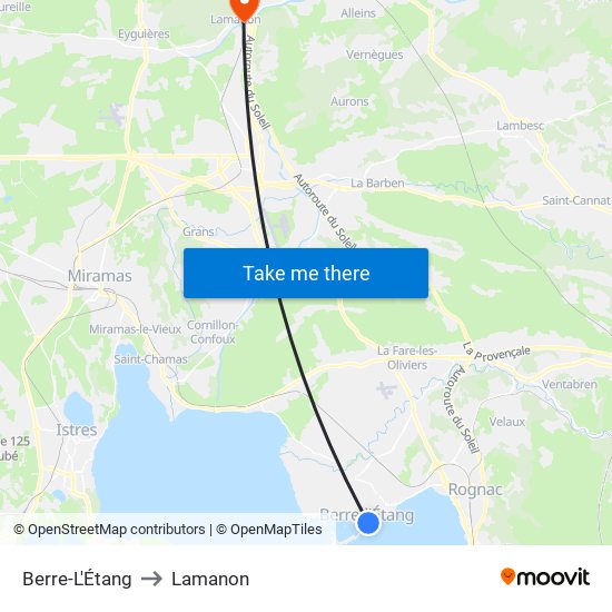 Berre-L'Étang to Lamanon map