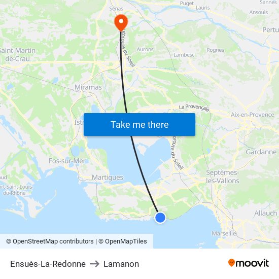 Ensuès-La-Redonne to Lamanon map
