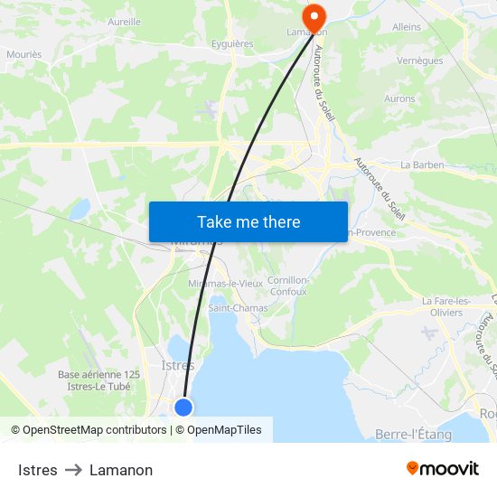 Istres to Lamanon map