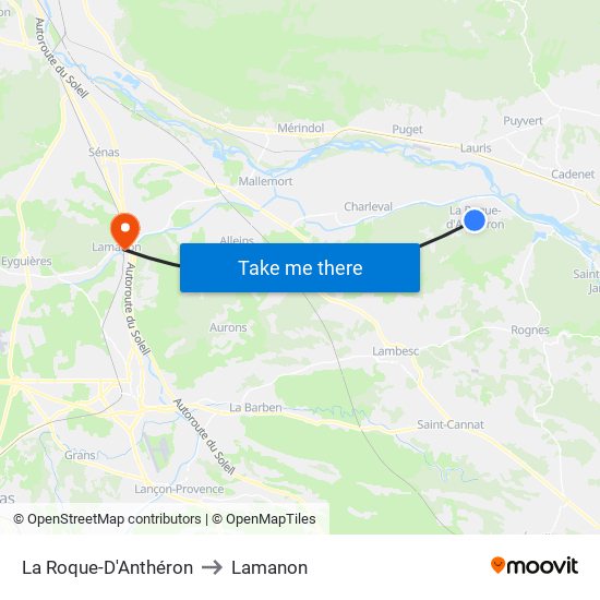La Roque-D'Anthéron to Lamanon map