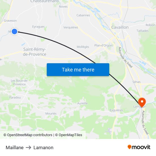 Maillane to Lamanon map