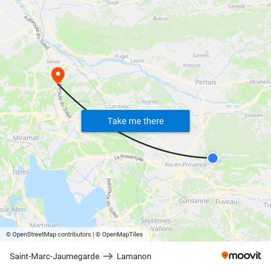 Saint-Marc-Jaumegarde to Lamanon map