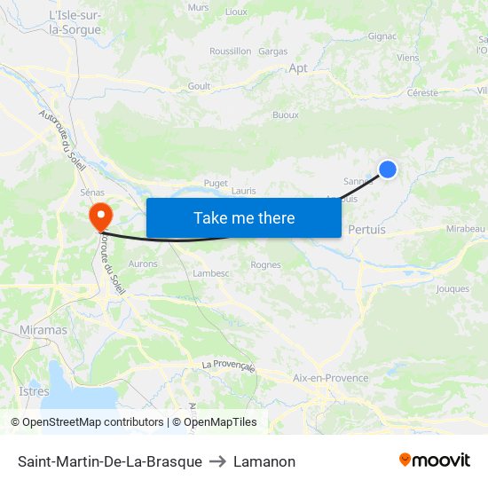 Saint-Martin-De-La-Brasque to Lamanon map